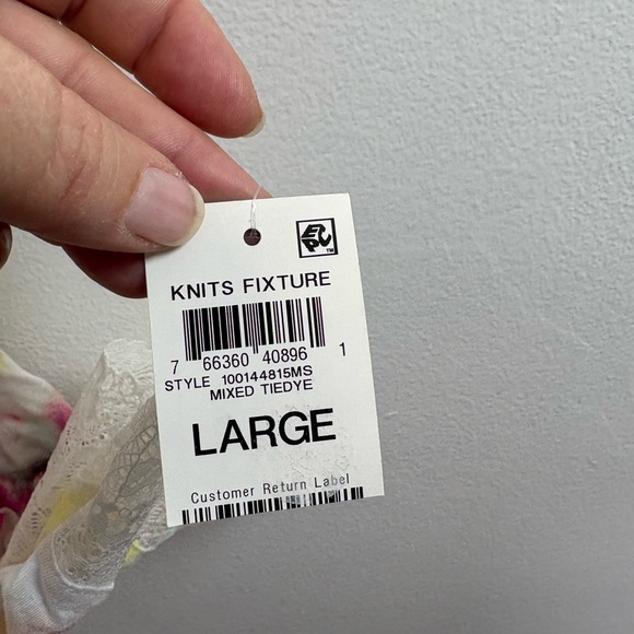 INC International Concepts Lace Trim Tie Dye Short Robe L - Picture 6 of 8